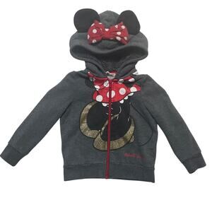 Disney little girl jacket size US 1.5-2Y gray hooded Minnie Mouse full zip H&M